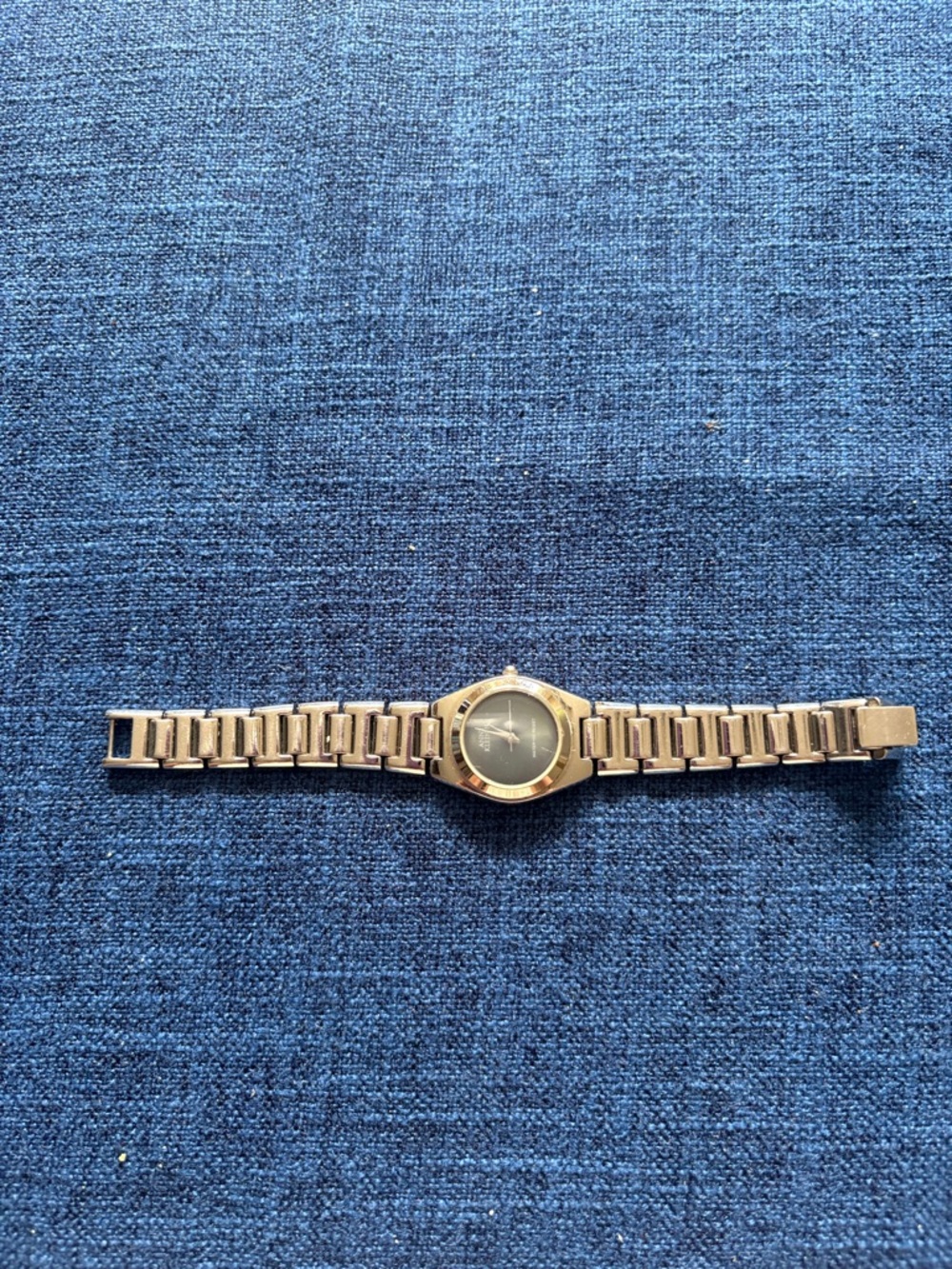 Anne Klein Gold Tone Bracelet Watch with Black Dial
